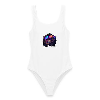 Gaming Desk Katze Tastatur Schläft Gamer Shirt - Frauen Badeanzug - Weiß - Vorne - AI Model Female 172 dark (172cm)