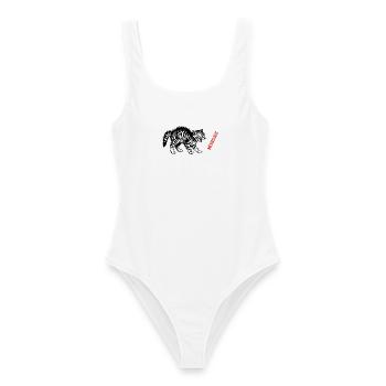 Anti Monday Kitten - Frauen Badeanzug - Weiß - Vorne - AI Model Female 172 dark (172cm)