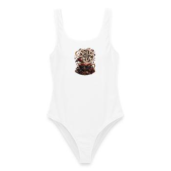 Spill the Tea – Magische Teetasse - Frauen Badeanzug - Weiß - Vorne - AI Model Female 172 dark (172cm)