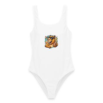 Cooles Capybara-Daumen-hoch süßes Tier-Meme-T-Shirt - Frauen Badeanzug - Weiß - Vorne - AI Model Female 172 dark (172cm)