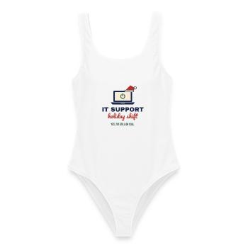 IT Support Holiday Shift – Admin an Weihnachten - Frauen Badeanzug - Weiß - Vorne - AI Model Female 172 dark (172cm)