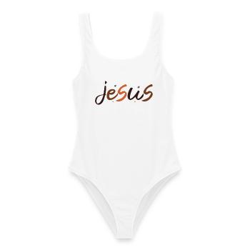 Jesus - Frauen Badeanzug - Weiß - Vorne - AI Model Female 172 dark (172cm)