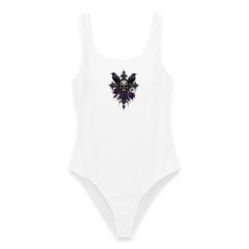 Gothic Totenkopf Rosen - Frauen Badeanzug - Weiß - Vorne - AI Model Female 172 dark (172cm)