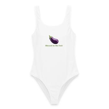Gesegnet sei die Frucht – Spaß-Shirt! - Frauen Badeanzug - Weiß - Vorne - AI Model Female 172 dark (172cm)
