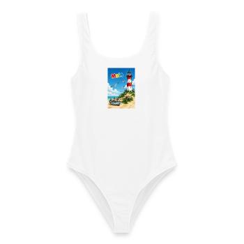 EG Moin Leuchtturm Urlaub Boot Meer Sand Maritim - Frauen Badeanzug - Weiß - Vorne - AI Model Female 172 dark (172cm)