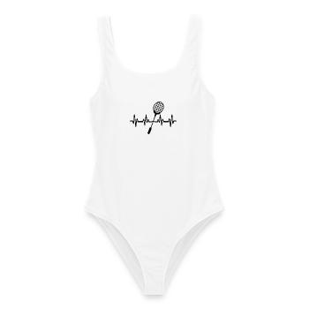 Badminton Herzschlag - Frauen Badeanzug - Weiß - Vorne - AI Model Female 172 dark (172cm)