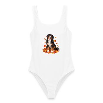 Berner Sennenhund Herbstliebe - Frauen Badeanzug - Weiß - Vorne - AI Model Female 172 dark (172cm)