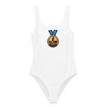 Marathon Medaillon Lauf-Sieg Design - Frauen Badeanzug - Weiß - Vorne - AI Model Female 172 dark (172cm)