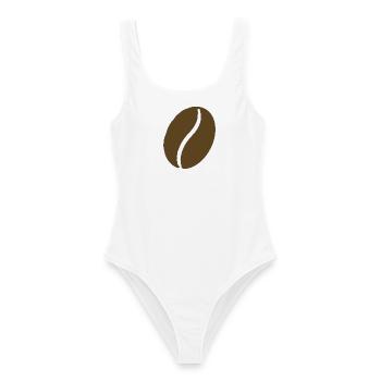 Kaffeebohne Silhouette - Frauen Badeanzug - Weiß - Vorne - AI Model Female 172 dark (172cm)