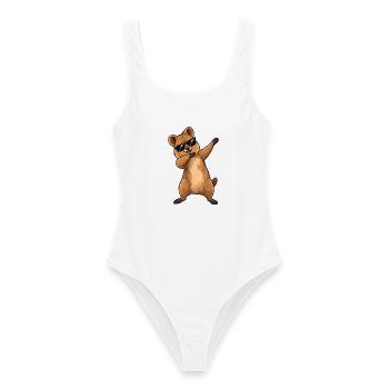 Dabbing-Quokka - Frauen Badeanzug - Weiß - Vorne - AI Model Female 172 dark (172cm)