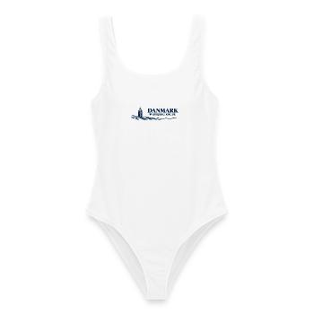 Rubjerg Knude – Leuchtturm und Dünen in Navy - Frauen Badeanzug - Weiß - Vorne - AI Model Female 172 dark (172cm)