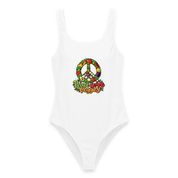 Peace Love Veggies – Vegan Vegetarisch Kochkunst - Frauen Badeanzug - Weiß - Vorne - AI Model Female 172 dark (172cm)