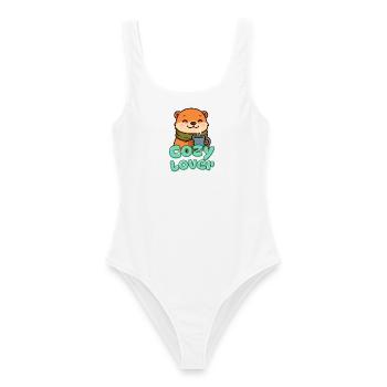Otter mit Kaffee Cozy Charm - Frauen Badeanzug - Weiß - Vorne - AI Model Female 172 dark (172cm)