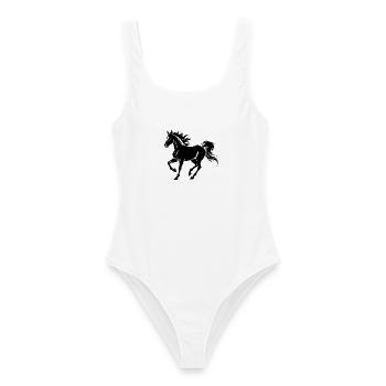 Pferdegalopp - Frauen Badeanzug - Weiß - Vorne - AI Model Female 172 dark (172cm)