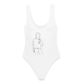Keep cool - Frauen Badeanzug - Weiß - Hinten - AI Model Female 172 dark (172cm)