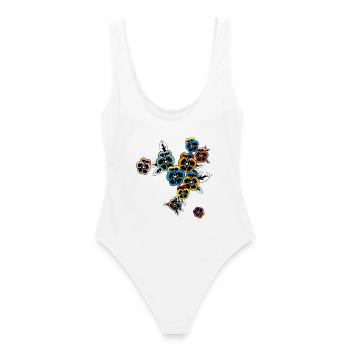 Printemps de la pensée - Maillot de bain femme - blanc - Dos - AI Model Female 172 dark (172cm)