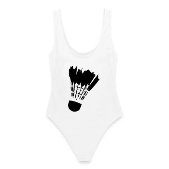 Badminton Federball - Frauen Badeanzug - Weiß - Hinten - AI Model Female 172 dark (172cm)