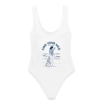 Finde deine Silhouette des wilden Strandes - Frauen Badeanzug - Weiß - Hinten - AI Model Female 172 dark (172cm)
