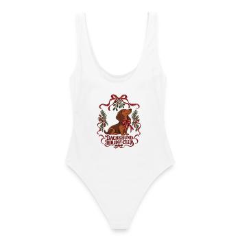 Dachshund Holiday Club - Frauen Badeanzug - Weiß - Hinten - AI Model Female 172 dark (172cm)