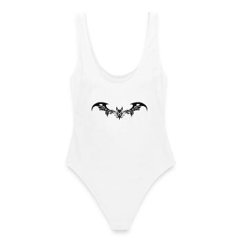Tribal Fledermaus im Gothic Stil Vampir - Frauen Badeanzug - Weiß - Hinten - AI Model Female 172 dark (172cm)