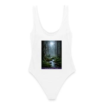 Mondnacht verzauberter Wald - Frauen Badeanzug - Weiß - Hinten - AI Model Female 172 dark (172cm)