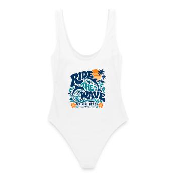 Die Waikiki-Welle surfen - Frauen Badeanzug - Weiß - Hinten - AI Model Female 172 dark (172cm)