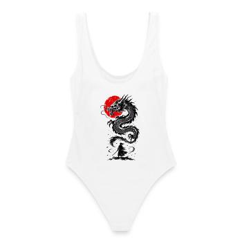  Samurai Japanischer Drache - Frauen Badeanzug - Weiß - Hinten - AI Model Female 172 dark (172cm)
