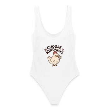 Choose Kindness Chicken - Frauen Badeanzug - Weiß - Hinten - AI Model Female 172 dark (172cm)