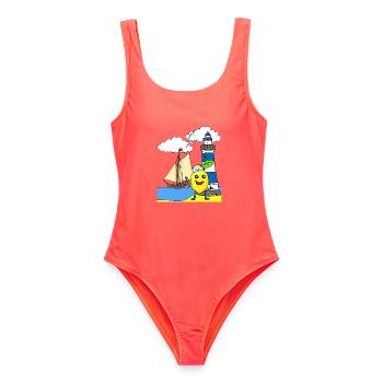 Seemann Zitrone sauer Seefahrt Matrosen Seemänner - Frauen Badeanzug - Korallenrot - Vorne - AI Model Female 172 light (172cm)