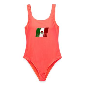 Mexiko Flag Flagge painted gemalt - Frauen Badeanzug - Korallenrot - Vorne - AI Model Female 172 light (172cm)