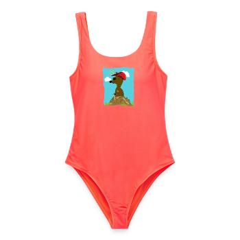 blinde maulwurf - Frauen Badeanzug - Korallenrot - Vorne - AI Model Female 172 light (172cm)