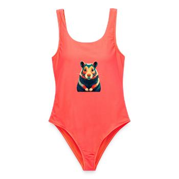 Hamster Zeichentrickfigur Buntes Haustier Tier - Frauen Badeanzug - Korallenrot - Vorne - AI Model Female 172 light (172cm)