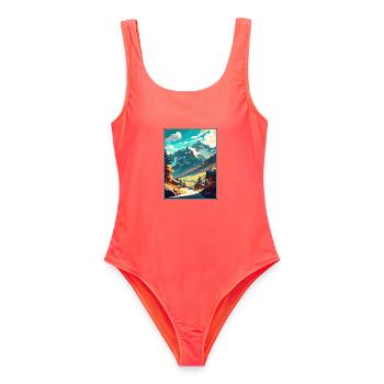 Mayrhofen Autriche Vintage voyage affiche Souvenir - Maillot de bain femme - corail - Devant - AI Model Female 172 light (172cm)