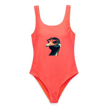 Ostrich Cartoon Character Colorful Pet Animal - Women's Swimsuit - coral - Front - AI Model Female 172 light (172cm)