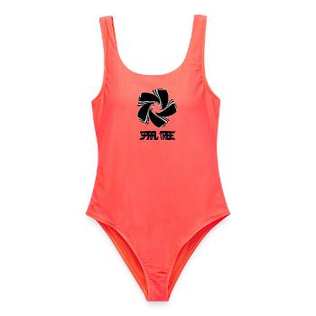 Spiral Tribe - Frauen Badeanzug - Korallenrot - Vorne - AI Model Female 172 light (172cm)