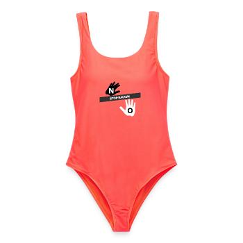 Say No to Racism T-Shirt - Women's Swimsuit - coral - Front - AI Model Female 172 light (172cm)