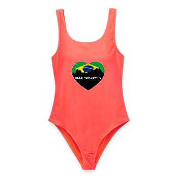 Belo Horizonte Brasilien Flagge Skyline Reise Souvenir - Frauen Badeanzug - Korallenrot - Vorne - AI Model Female 172 light (172cm)