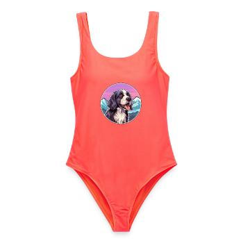 Portugiesischer Wachhund Rasse Cartoon Kawaii Wasser - Frauen Badeanzug - Korallenrot - Vorne - AI Model Female 172 light (172cm)
