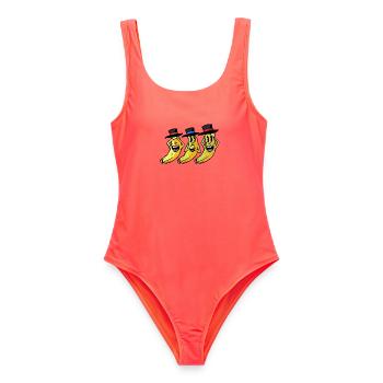 Banane lustig witzig spaßig Bananen Obst Frucht - Frauen Badeanzug - Korallenrot - Vorne - AI Model Female 172 light (172cm)