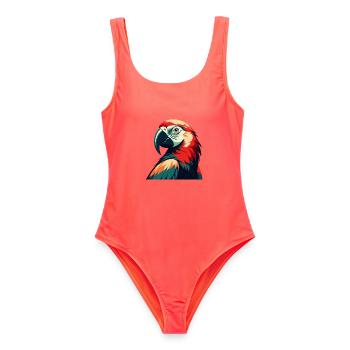 Papagei Cartoon Figur Buntes Haustier Tier - Frauen Badeanzug - Korallenrot - Vorne - AI Model Female 172 light (172cm)