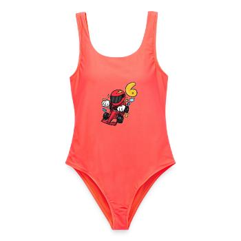 Flinker Kartpilot Geburtstagsparty - Frauen Badeanzug - Korallenrot - Vorne - AI Model Female 172 light (172cm)