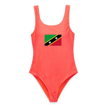 St. Kitts und Nevis - Frauen Badeanzug - Korallenrot - Vorne - AI Model Female 172 light (172cm)