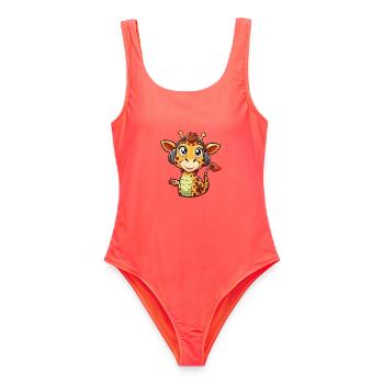 Girafe Drôle Dessin Animé Personnage Casque Musique - Maillot de bain femme - corail - Devant - AI Model Female 172 light (172cm)