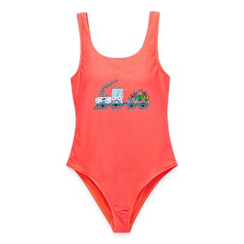 Children's train railway with trailer white - Women's Swimsuit - coral - Front - AI Model Female 172 light (172cm)