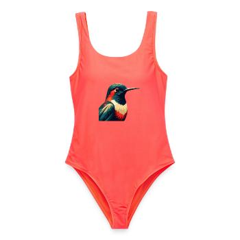 Kolibri Zeichentrickfigur Buntes Haustier Tier - Frauen Badeanzug - Korallenrot - Vorne - AI Model Female 172 light (172cm)