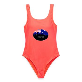 Adelaide Australien Flagge Skyline Silhouette Reisen - Frauen Badeanzug - Korallenrot - Vorne - AI Model Female 172 light (172cm)