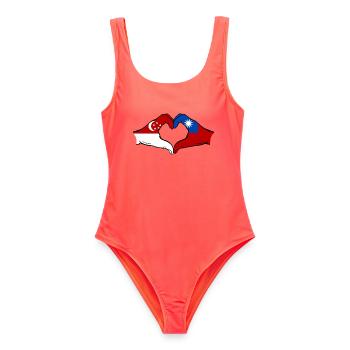 Singapur Taiwan Hände Herzform - Frauen Badeanzug - Korallenrot - Vorne - AI Model Female 172 light (172cm)