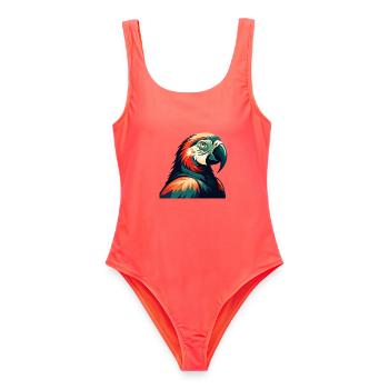 Papagei Cartoon Figur Buntes Haustier Tier - Frauen Badeanzug - Korallenrot - Vorne - AI Model Female 172 light (172cm)