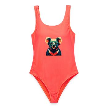 Koala Zeichentrickfigur Buntes Haustier Tier - Frauen Badeanzug - Korallenrot - Vorne - AI Model Female 172 light (172cm)