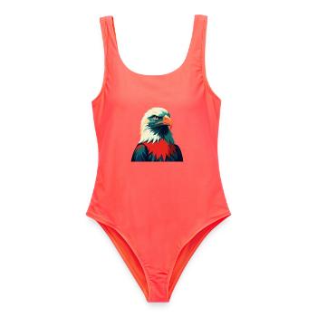 Adler Zeichentrickfigur Buntes Haustier Tier - Frauen Badeanzug - Korallenrot - Vorne - AI Model Female 172 light (172cm)